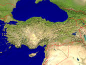 Türkei Satellit + Grenzen 1600x1200
